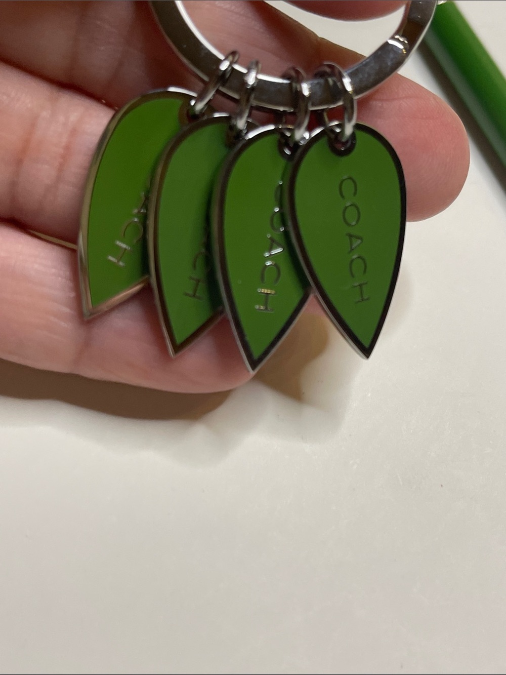 COACH Green Enamel Leaf Keyring and Coach Pen - Picture 3 of 7